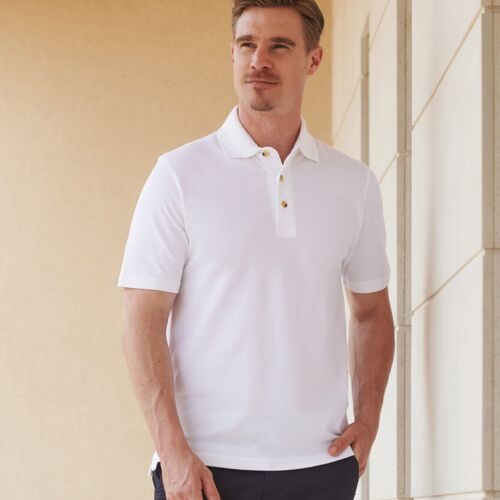 Classic cotton piqué polo with stand-up collar Thumbnail
